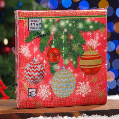New Year's napkins Paper Home Classic "Christmas tree decorations", 3 layers, 33x33 cm, 20 pcs-3