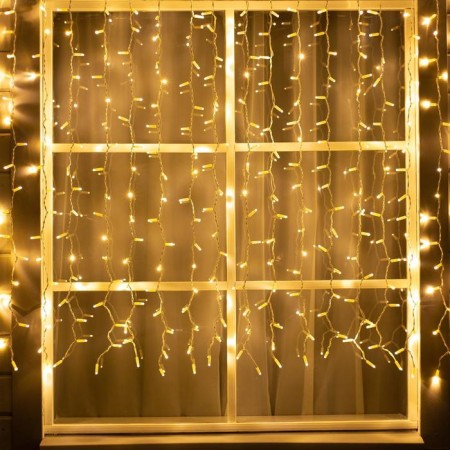 Garland "Curtain" 2 x 1.5 m, IP65, UMS, white thread, 360 LED, warm white glow, 220 V