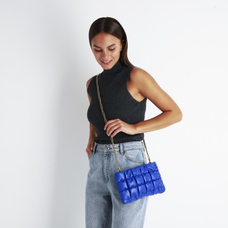 Lightning bag bag, long chain, blue color-7