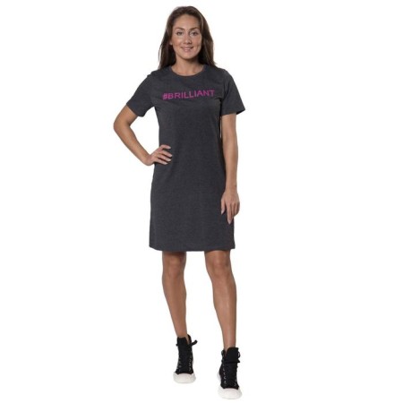 Women's tunic with short sleeve, size 44, dark gray color
