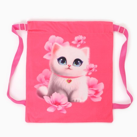Children's bag "White cat", 35 × 30 cm, pink color-1
