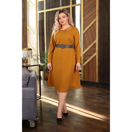 Women's dress, size 52, mustard color-3
