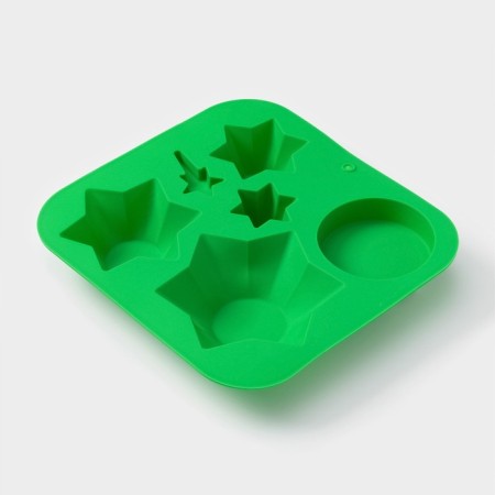 Baking form New Year's share "New Year's set", silicone, 20.5 × 22 × 3.5 cm, 6 cells, green color-2
