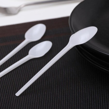 A spoon of a single -plastic disposable, 12.5 cm, white color-1
