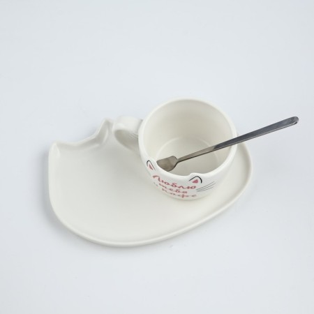 Gift set "I love you and coffee": a mug of 200 ml, a saucer, a spoon-2