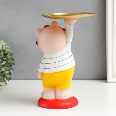 Souvenir Polystone stand "Bear in yellow shorts" 28x17x21 cm-2