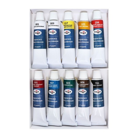 Oil art, set of 10 colors x 18 ml, in tubes, gamma "Studio", 201005-1