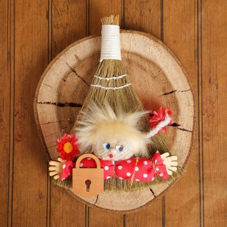 The amulet "Domovushka Tyukha", on a broom, mix-4