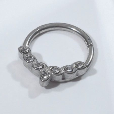 Piercing in the nose (cller) “Ring” branch, d = 10 mm, white color in silver-1