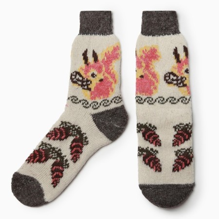 Women's socks “Squirrels with cones”, white color, size 23