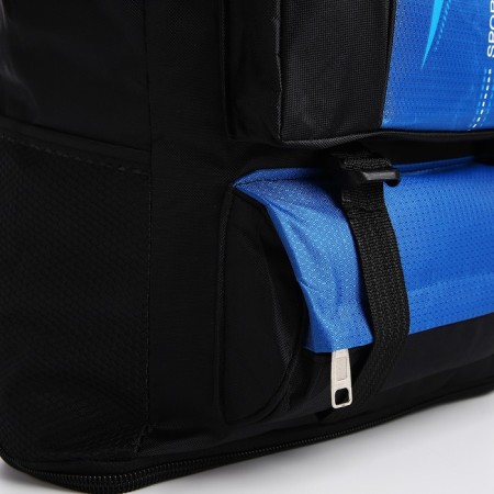 A backpack with a lightning with an increase, 65l, 4 external pockets, blue color-7