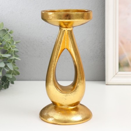 Polystone submission for 1 candle "drop" gold 10.5x10.5x20.5 cm-1