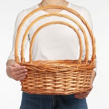 A set of wicker baskets (willow), 39x14/40 cm, 30x12/35 cm, 25x10/30 cm, 3 pcs., Light brown