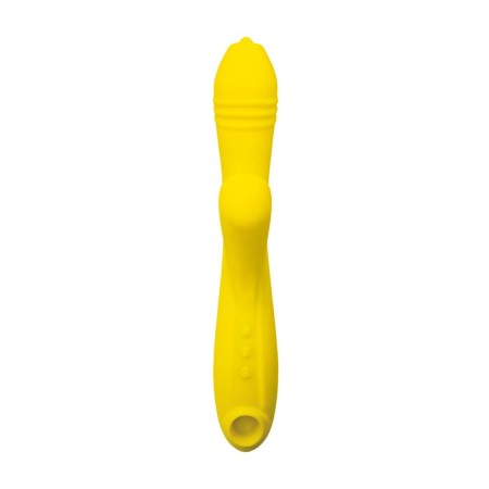 Eromantica Mia Vacuum-wave stimulator with vibration and tongues, 22 cm, silicone, yellow color-1