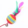 Teaser with a colored ball and feathers, 49 cm, a stick of a mix of flowers
