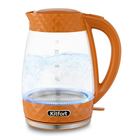 Electric kettle KitFort KT-6123-4, glass, 2 l, 2200 watts, orange