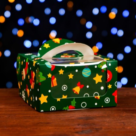 Bearbox under the Bento-Port with the Window "New Year Emerald", 14 x 14 x 8 cm-1