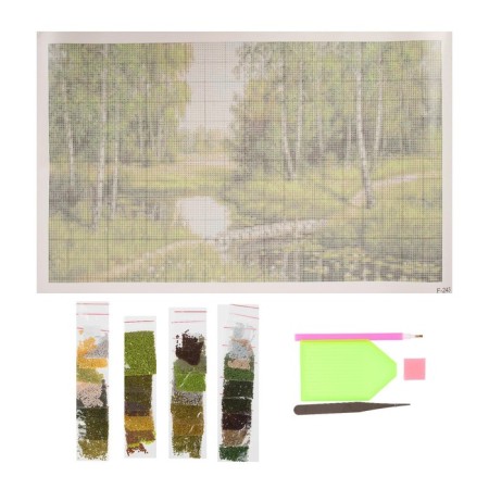 Diamond mosaic "Birch bridge", 37 colors-1