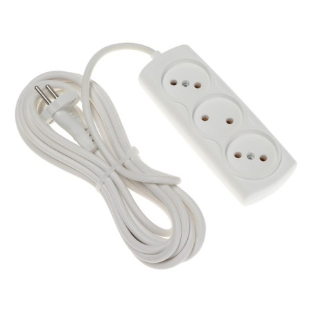 Extension cord Luazon Lighting Eco, 3 sockets, 4.5 m, 10 A, 2200 W, PVS 2x0.75 mm2, without salary, white-2