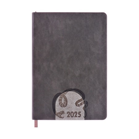 Dated diary 2025, A5, 176 sheets, Hong Kong, solid cover, pancake embossing, with liesse, block 80 g/m2, graphite