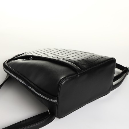 City backpack of artificial leather with lightning, black color-4