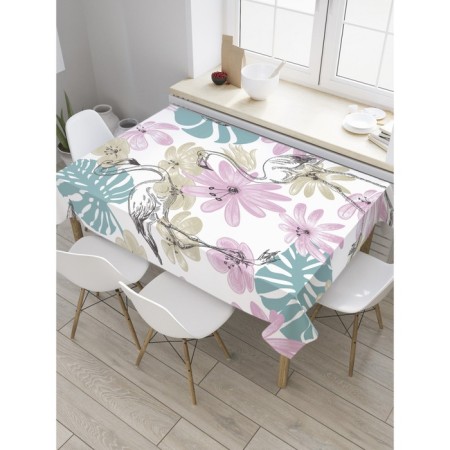 Tables on the table “Flamingo in flowers”, rectangular, Saten, size 120x145 cm