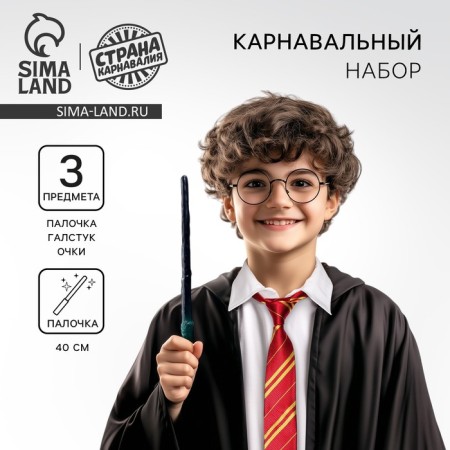 Set for magic "Young Wizard" (glasses+ wand+ tie)