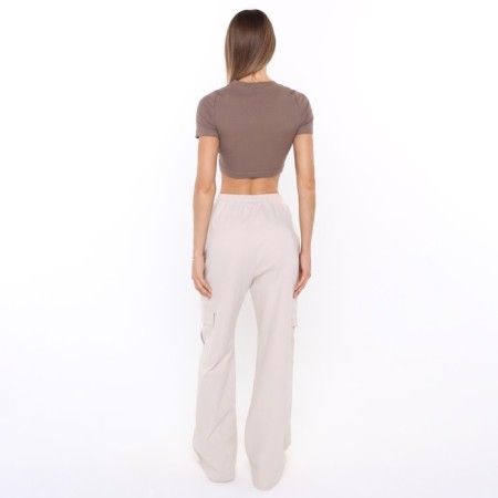 T -shirt female shortened, brown color, size 46 (l)-4