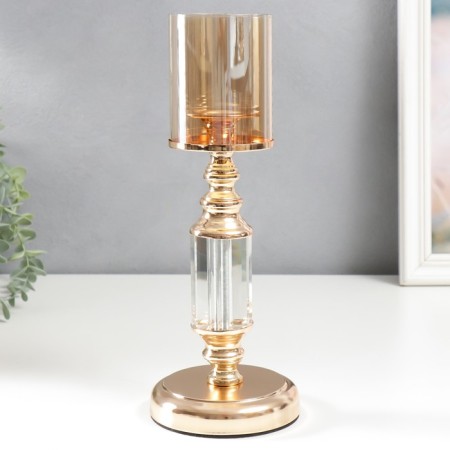 Summary Metal for 1 candle "Column-Cristal" gold 32x12x12 cm-1
