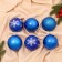 Set of balls plastic D-8 cm, 6 pcs "Snowflake drops" blue
