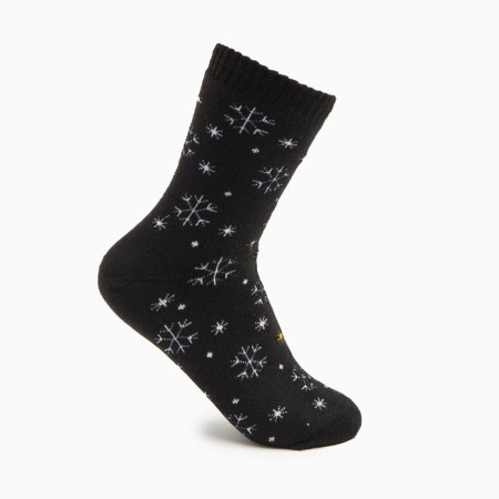 Women's socks "Snowflakes", black color, size 23-25