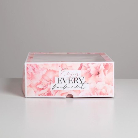 Capcake box, confectionery packaging, 9 cells "Enjoy EVERY MOMENT", 25 x 25 x 10 cm-1