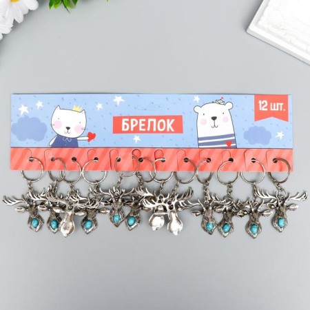 Trick Metal "Deer with turquoise pebble" silver 4x4.8 cm-3