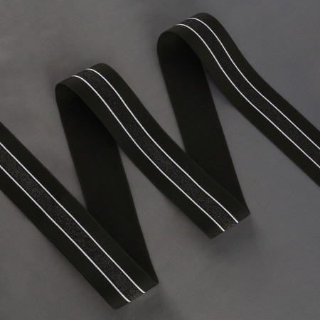 Glass woven soft 40mm*5 ± 1 -yard strip with lurex silver/black/white au-1