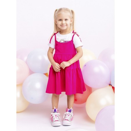 Set: T -shirt, sundress for girls, height 110 cm, multicolor color