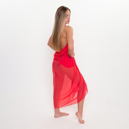 Pareo female, red color, size 120x170 cm-4