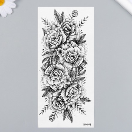 Tattoo on the body black "bouquet" 19x9.5 cm