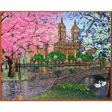 Set for embroidery with ribbons "Evening Pond"