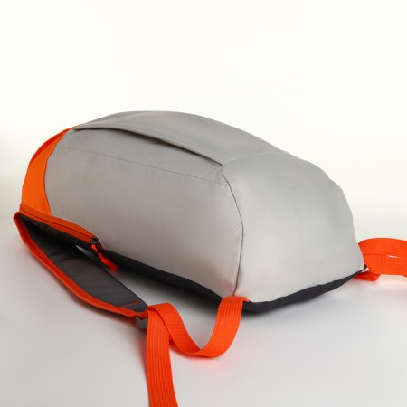 Sports backpack on lightning, textura, outer pocket, beige color/orange-5