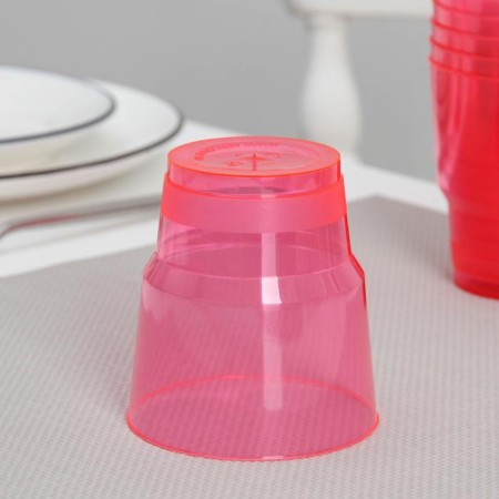A glass of plastic disposable "Crystal", 200 ml, red color-1