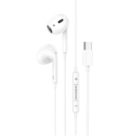 Headphones Borofone BM30 Max Acoustic, microphone, inserts, Type-C, cable 1.2 m, white-2