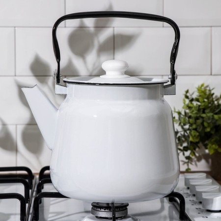 Kettle, 3.5 l, without a decolle, enameled cover, induction, white color-4