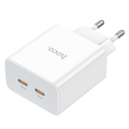 Network charger Hoco C108A, 2 Type-C, 35 W, PD + Qc, White-3