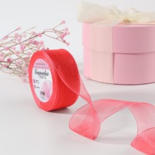Kapron tape, 40 mm, 20 ± 1 m, coral color No. 129
