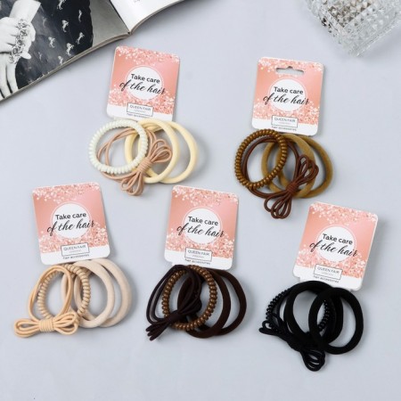 Hair elastic band "Milena" (set 4 pcs) Looping loop, 4 cm, mix-1