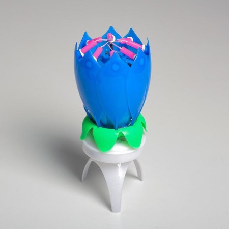 Candle for cake musical "Tulip", spinning, blue, 14.5 × 6 cm-8