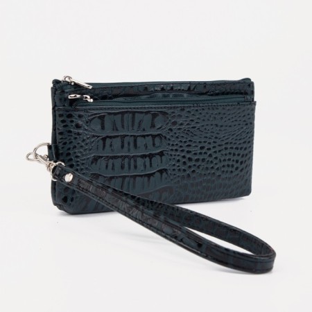 Women's wallet with lightning, dark green color