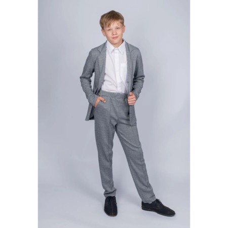 Pants for a boy, height 128 cm, print blue Christmas tree-14