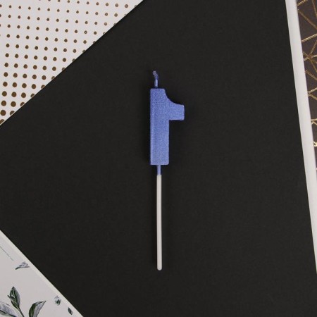 Candle for the cake, the number "1", blue.