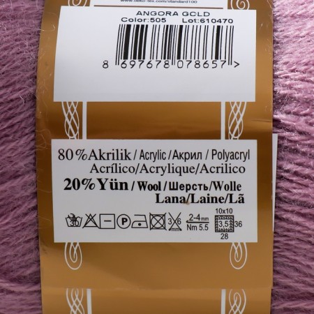 Yarn "Angora Gold" 20% wool, 80% acrylic 550m/100g (505)-3